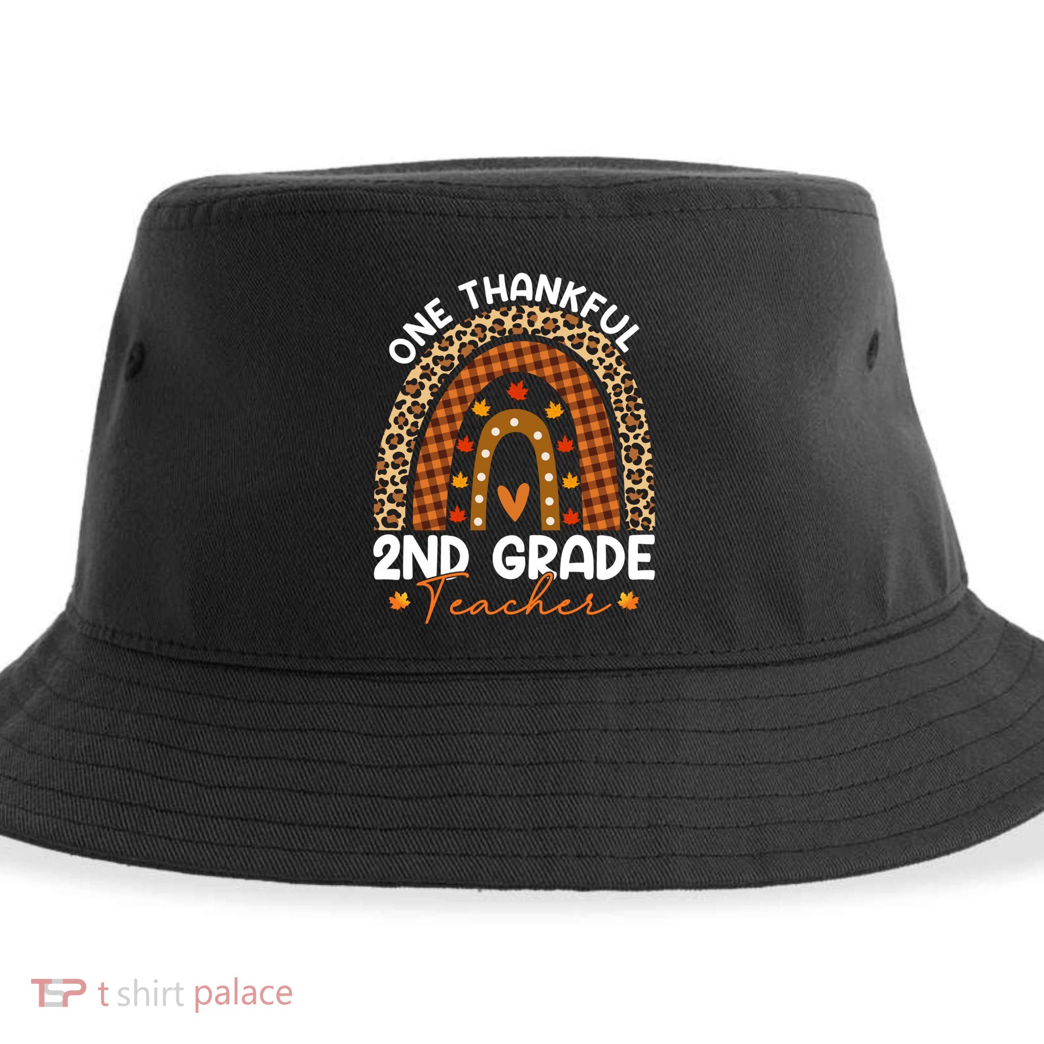 Thanksgiving Rainbow Leopard One Thankful 2nd Grade Teacher Gift Sustainable Bucket Hat