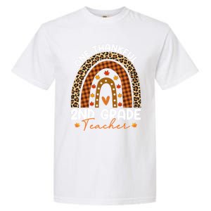 Thanksgiving Rainbow Leopard One Thankful 2nd Grade Teacher Gift Garment-Dyed Heavyweight T-Shirt