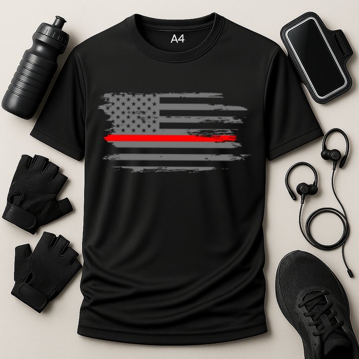 Thin Red Line Fire Fire And Rescue American Flag Gift Cooling Performance Crew T-Shirt