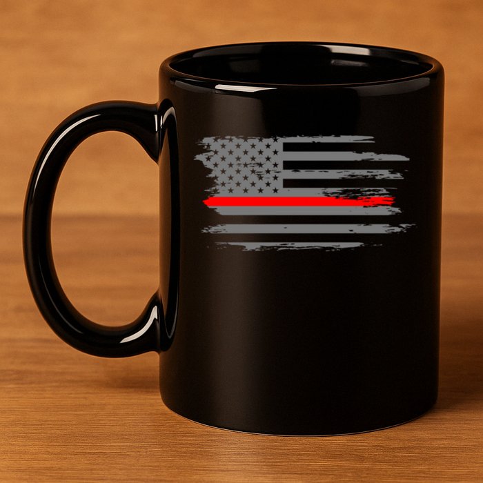 Thin Red Line Fire Fire And Rescue American Flag Gift 11oz C Handle Ceramic Mug
