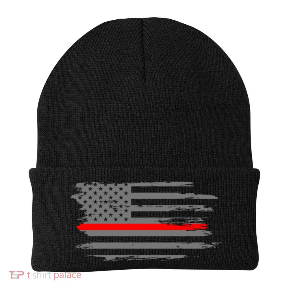 Thin Red Line Fire Fire And Rescue American Flag Gift Beanie