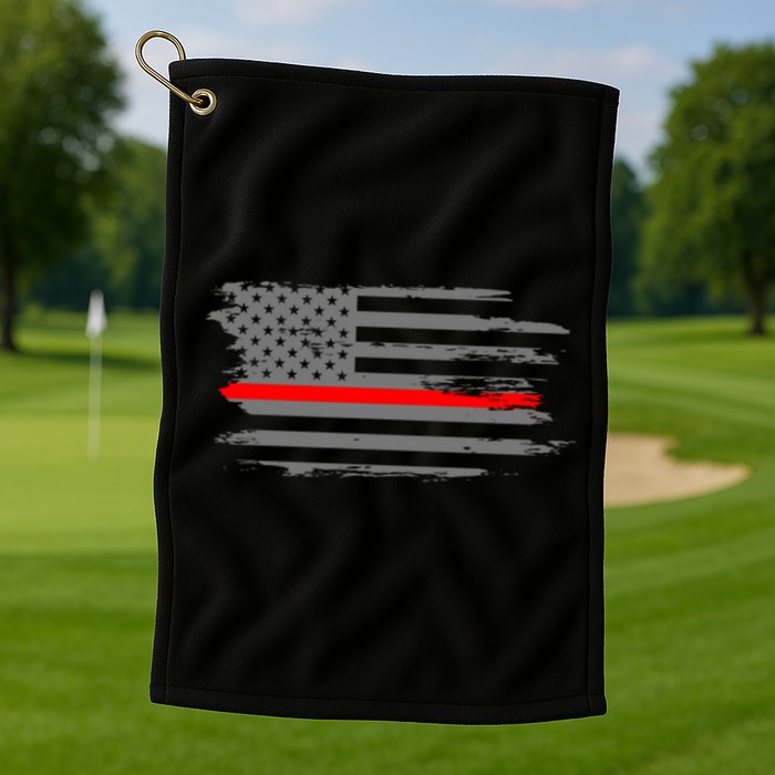 Thin Red Line Fire Fire And Rescue American Flag Gift Golf Towel