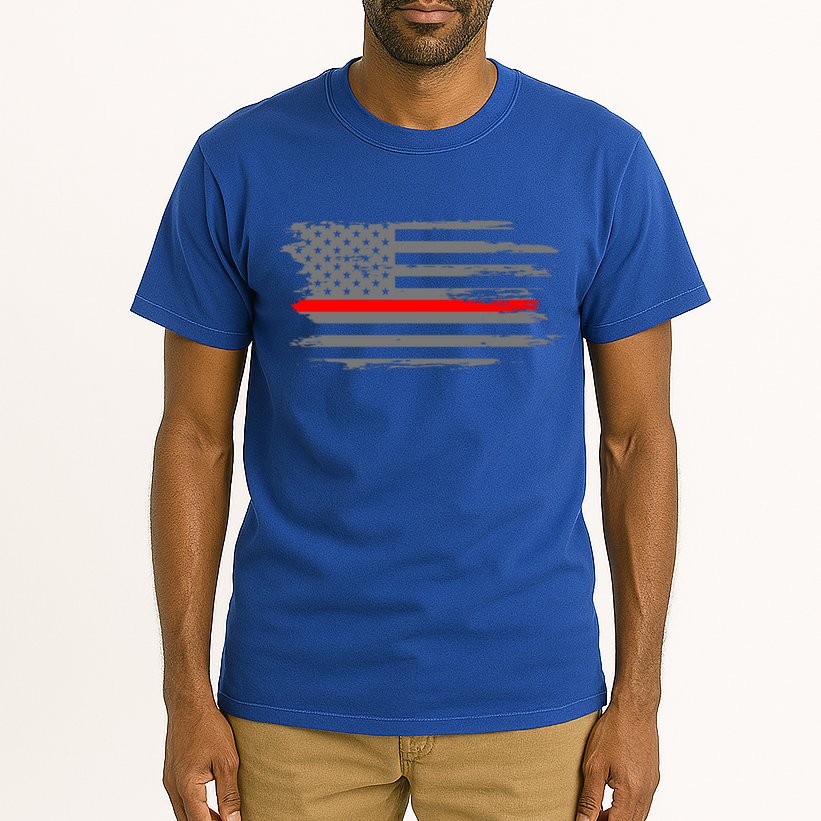 Thin Red Line Fire Fire And Rescue American Flag Gift Tall T-Shirt