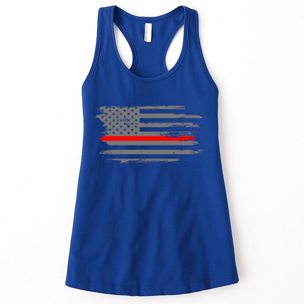 Thin Red Line Fire Fire And Rescue American Flag Gift Womens Tank Top