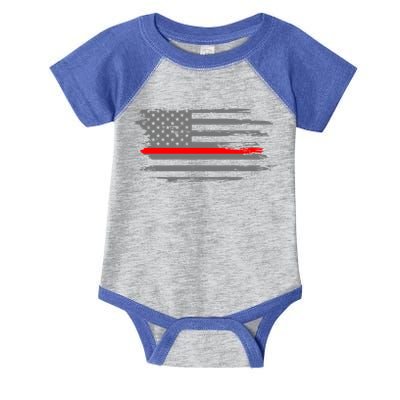Thin Red Line Fire Fire And Rescue American Flag Gift Infant Baby Jersey Bodysuit