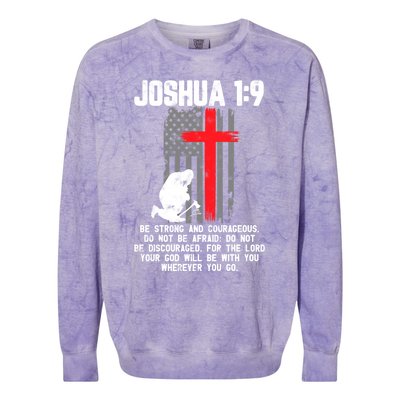 Thin Red Line Firefighter Cross Bible Verse Christian Gift Colorblast Crewneck Sweatshirt