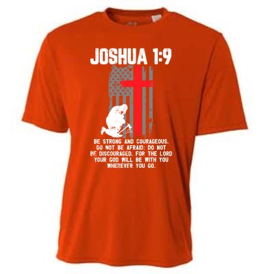 Thin Red Line Firefighter Cross Bible Verse Christian Gift Cooling Performance Crew T-Shirt