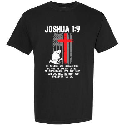 Thin Red Line Firefighter Cross Bible Verse Christian Gift Garment-Dyed Heavyweight T-Shirt