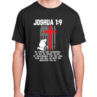 Thin Red Line Firefighter Cross Bible Verse Christian Gift Adult ChromaSoft Performance T-Shirt