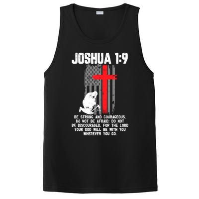 Thin Red Line Firefighter Cross Bible Verse Christian Gift PosiCharge Competitor Tank