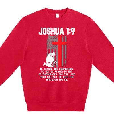 Thin Red Line Firefighter Cross Bible Verse Christian Gift Premium Crewneck Sweatshirt