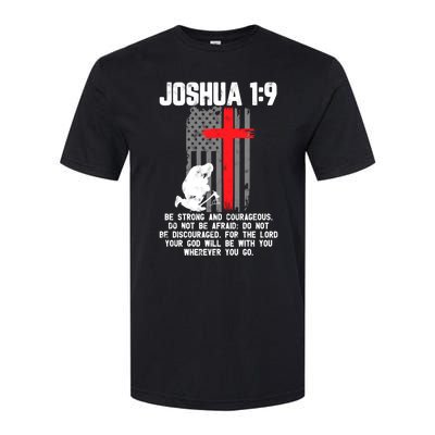 Thin Red Line Firefighter Cross Bible Verse Christian Gift Softstyle® CVC T-Shirt