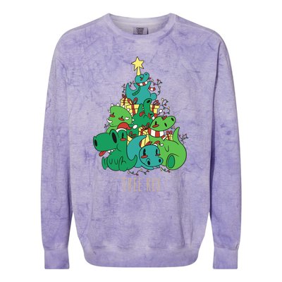 Tree Rex Merry Christmas Funny Tree Rex Christmas Gift Colorblast Crewneck Sweatshirt