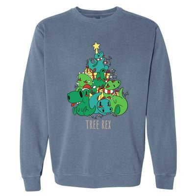 Tree Rex Merry Christmas Funny Tree Rex Christmas Gift Garment-Dyed Sweatshirt