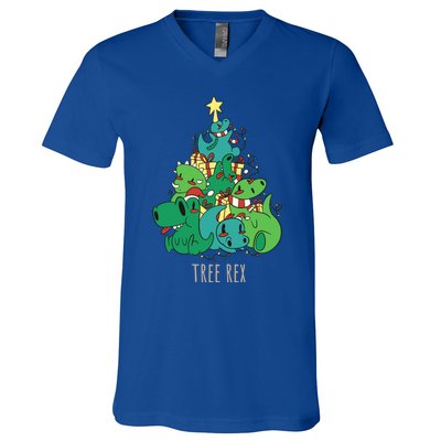 Tree Rex Merry Christmas Funny Tree Rex Christmas Gift V-Neck T-Shirt