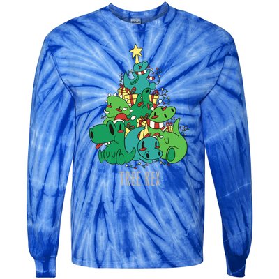 Tree Rex Merry Christmas Funny Tree Rex Christmas Gift Tie-Dye Long Sleeve Shirt