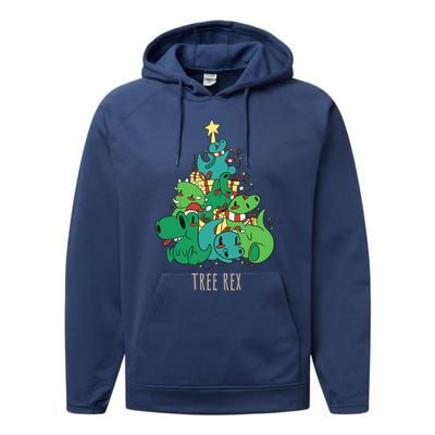 Tree Rex Merry Christmas Funny Tree Rex Christmas Gift Performance Fleece Hoodie