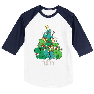 Tree Rex Merry Christmas Funny Tree Rex Christmas Gift Baseball Sleeve Shirt