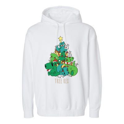 Tree Rex Merry Christmas Funny Tree Rex Christmas Gift Garment-Dyed Fleece Hoodie