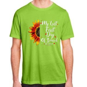 Teachers Retirement My Last First Day Of School Funny Adult ChromaSoft Performance T-Shirt