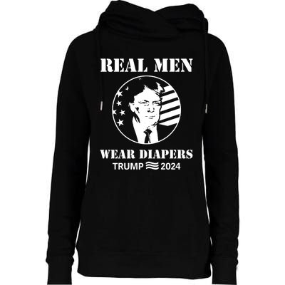 Trump Real Me.N Wear Diapers Trump 2024 Womens Funnel Neck Pullover Hood