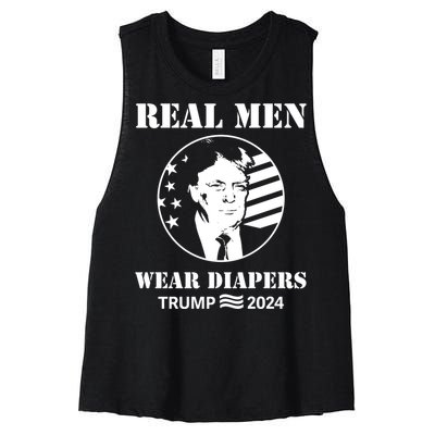 Trump Real Me.N Wear Diapers Trump 2024 Women's Racerback Cropped Tank