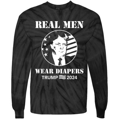 Trump Real Me.N Wear Diapers Trump 2024 Tie-Dye Long Sleeve Shirt