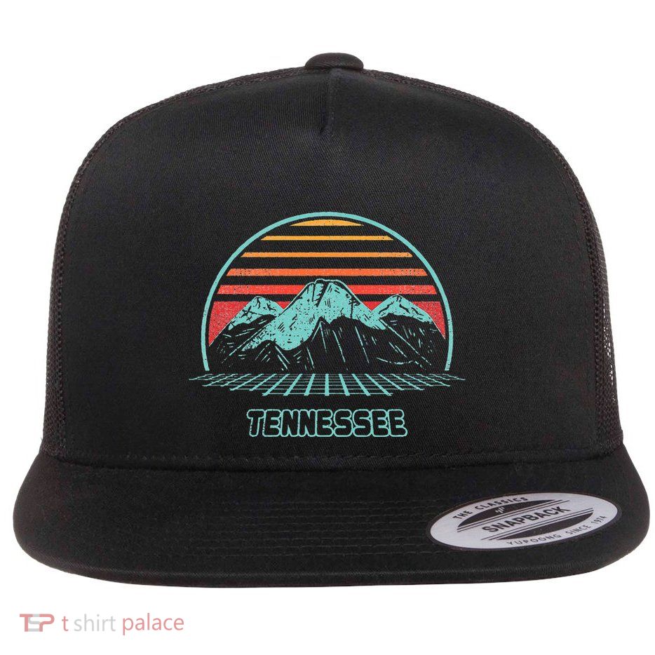 Tennessee Retro Mountain Hiking 80s Style Flat Bill Trucker Hat
