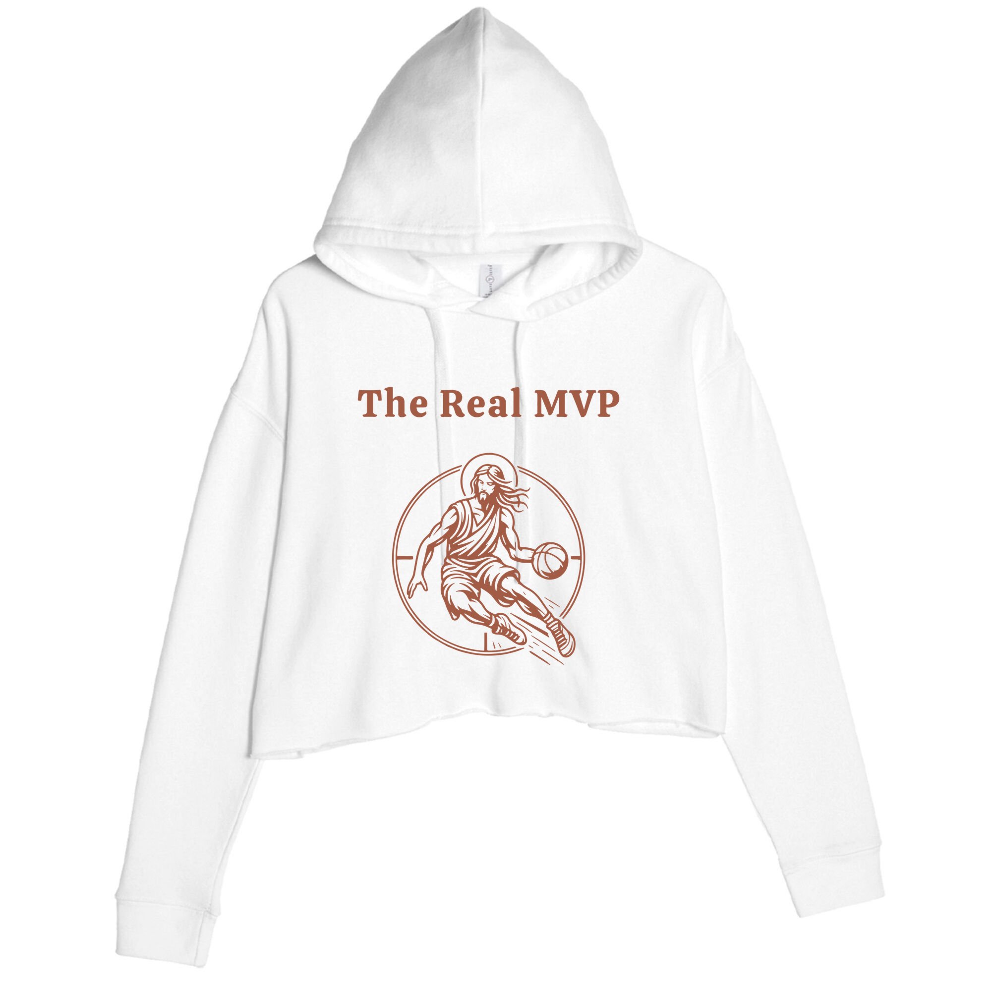 The Real Mvp Jesus Crop Fleece Hoodie