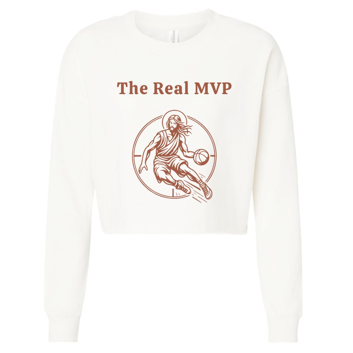 The Real Mvp Jesus Cropped Pullover Crew