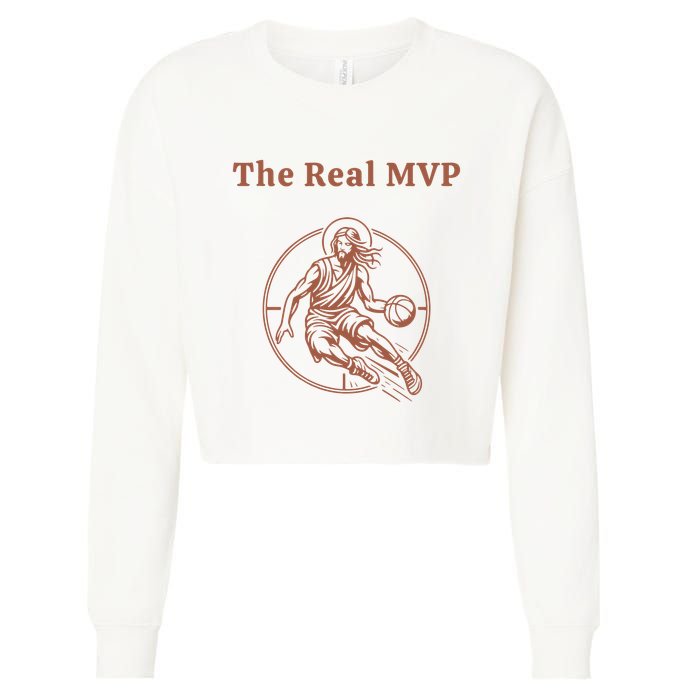 The Real Mvp Jesus Cropped Pullover Crew