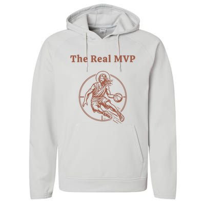 The Real Mvp Jesus Performance Fleece Hoodie