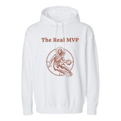 The Real Mvp Jesus Garment-Dyed Fleece Hoodie