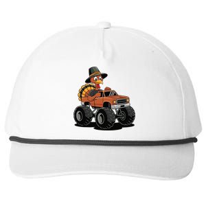 Turkey Riding Monster Truck For Thanksgiving Snapback Five-Panel Rope Hat