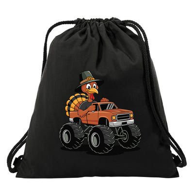 Turkey Riding Monster Truck For Thanksgiving Drawstring Bag