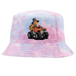 Turkey Riding Monster Truck For Thanksgiving Tie-Dyed Bucket Hat