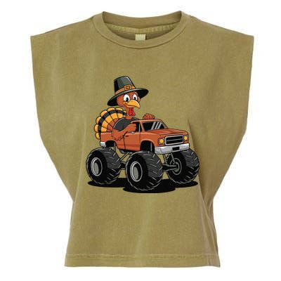 Turkey Riding Monster Truck For Thanksgiving Garment-Dyed Women's Muscle Tee