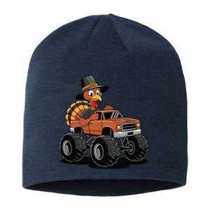 Turkey Riding Monster Truck For Thanksgiving Sustainable Beanie