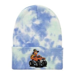 Turkey Riding Monster Truck For Thanksgiving Tie Dye 12in Knit Beanie