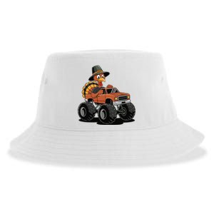 Turkey Riding Monster Truck For Thanksgiving Sustainable Bucket Hat