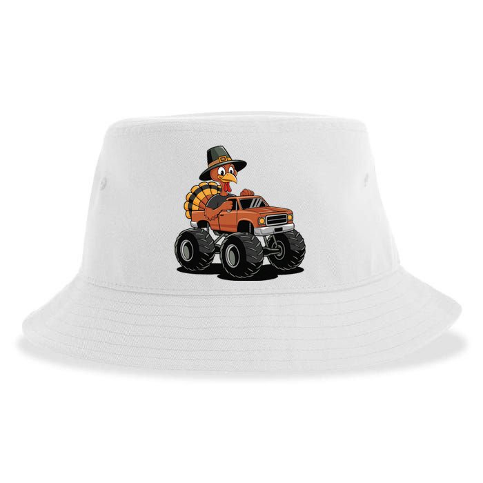 Turkey Riding Monster Truck For Thanksgiving Sustainable Bucket Hat