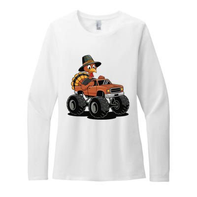 Turkey Riding Monster Truck For Thanksgiving Womens CVC Long Sleeve Shirt