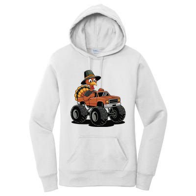 Turkey Riding Monster Truck For Thanksgiving Women's Pullover Hoodie