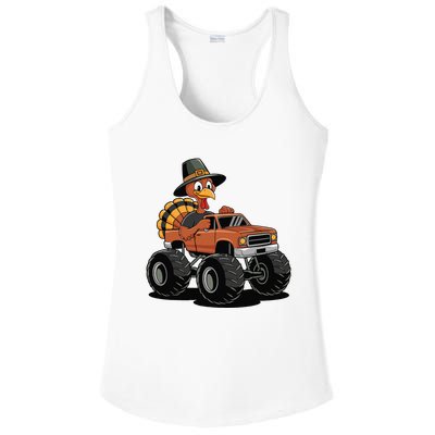 Turkey Riding Monster Truck For Thanksgiving Ladies PosiCharge Competitor Racerback Tank