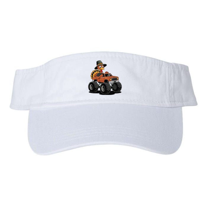 Turkey Riding Monster Truck For Thanksgiving Valucap Bio-Washed Visor