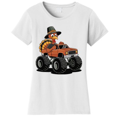 Turkey Riding Monster Truck For Thanksgiving Women's T-Shirt