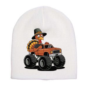 Turkey Riding Monster Truck For Thanksgiving Short Acrylic Beanie