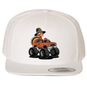 Turkey Riding Monster Truck For Thanksgiving Wool Snapback Cap