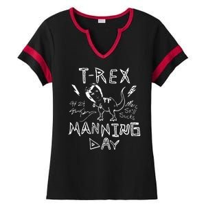 T Rex Manning Day Retro 90s Ladies Halftime Notch Neck Tee