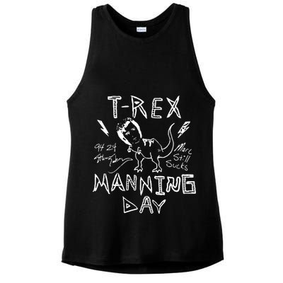 T Rex Manning Day Retro 90s Ladies PosiCharge Tri-Blend Wicking Tank
